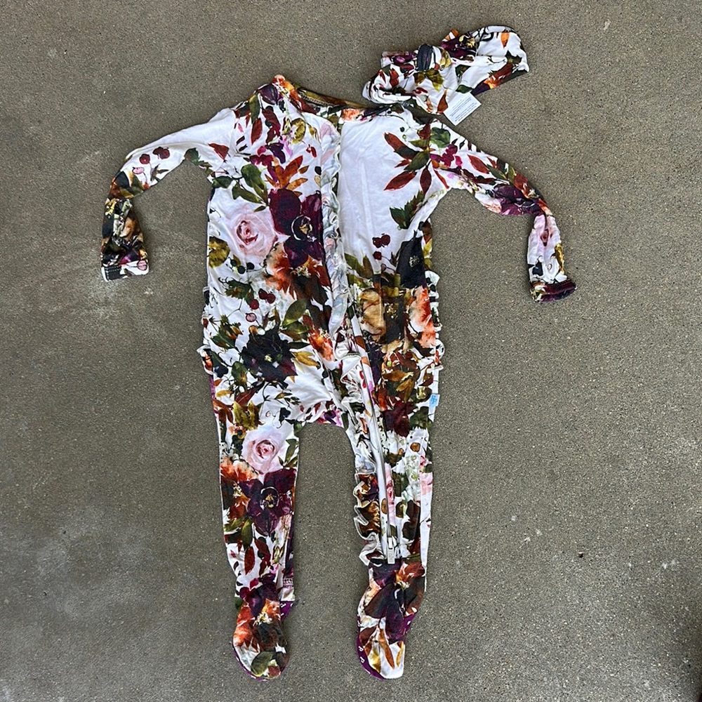 Posh Peanut White and Green Footies One Piece